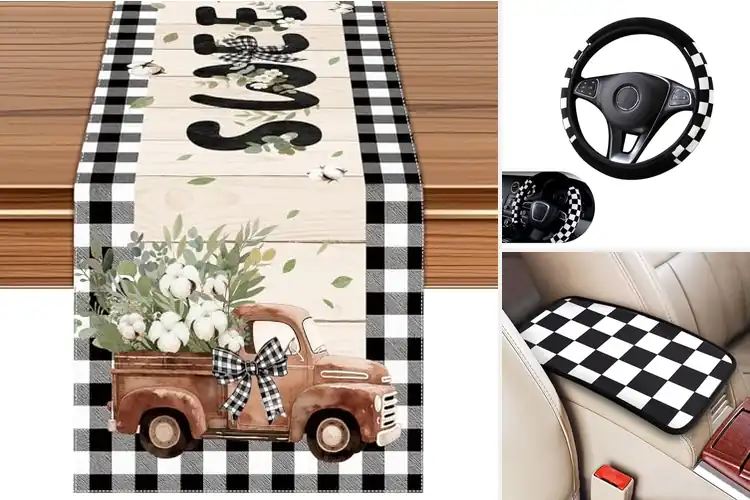 Detailed view of Best Black And White Checkered Truck Decor