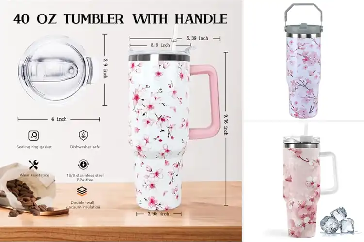 Detailed view of 10 Best Cherry Blossom Colored Tumblers: Insulate & Inspire