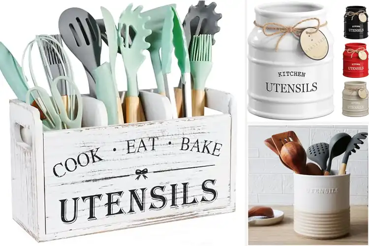 Detailed view of Best Farmhouse Utensil Holder