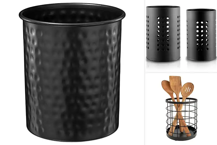 Detailed view of Best Matte Black Metal Utensil Holder