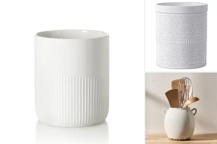 Detailed view of Best Stable White Ceramic Utensil Crock