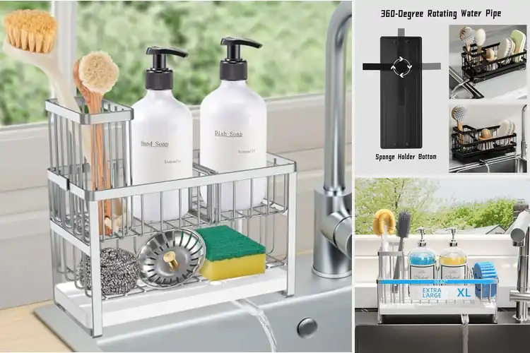 Detailed view of Best Stainless Steel Sink Caddy With Rotatable Spout