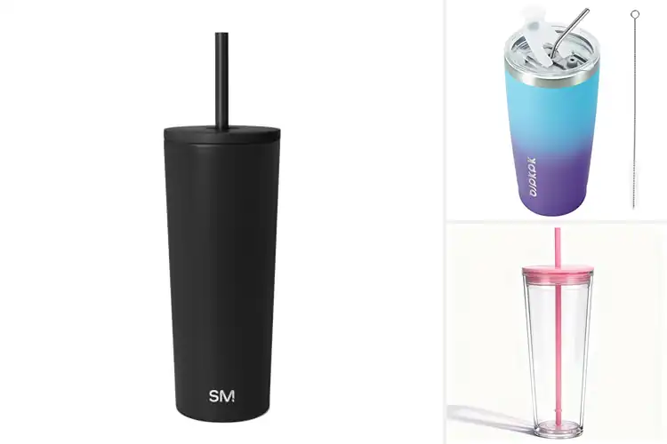 Detailed view of Best water tumblers with straw lids